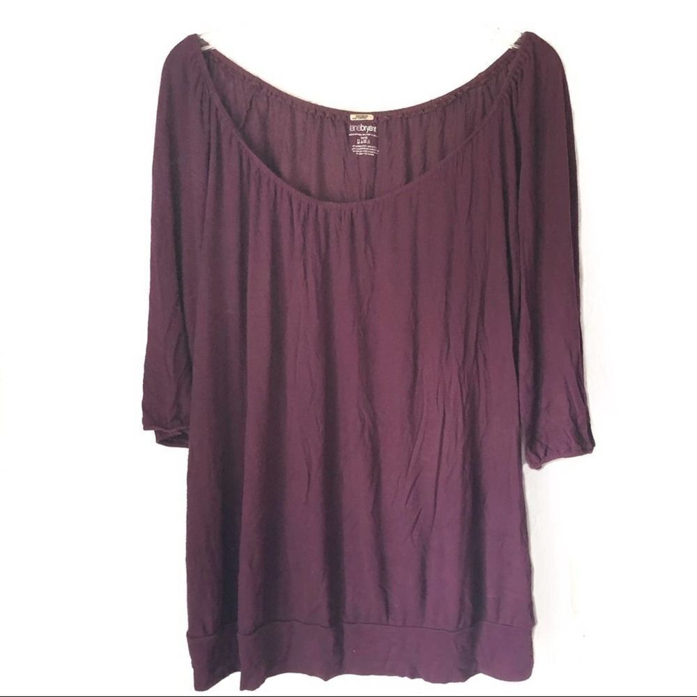 Lane Bryant dark purple deep scoop neck blouse